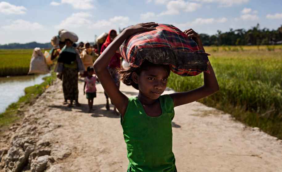 People migrating with their luggage